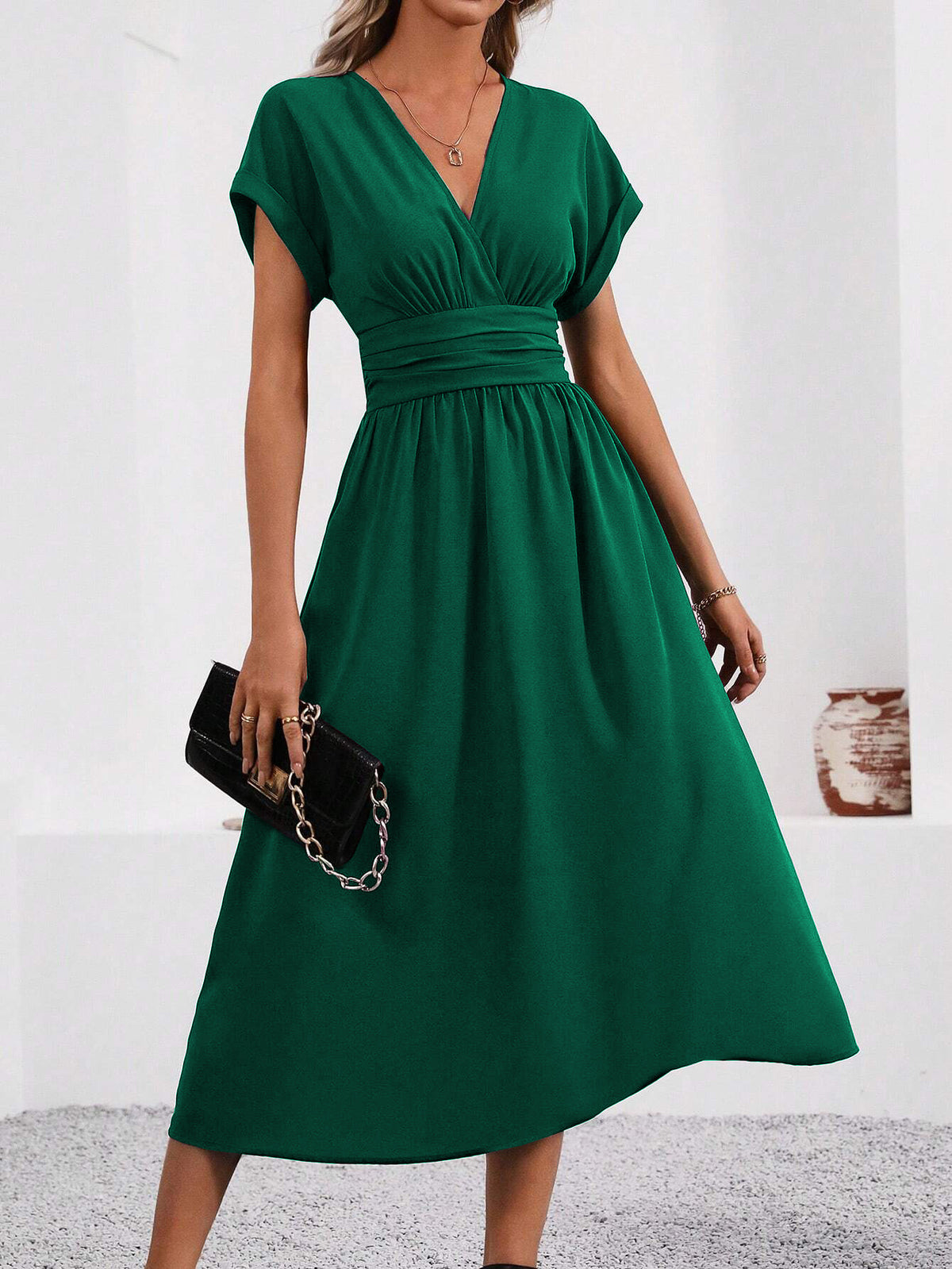 Batwing Sleeve Maxi Dress in Green – view 10 of 10