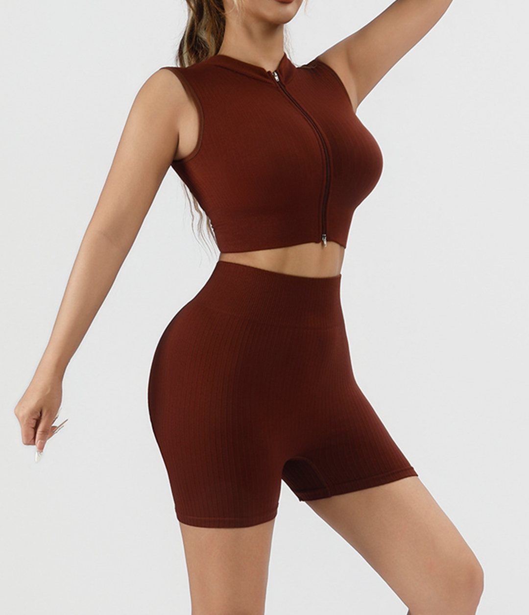 Zip Tank and High-Waist Shorts Workout Set - view 5
