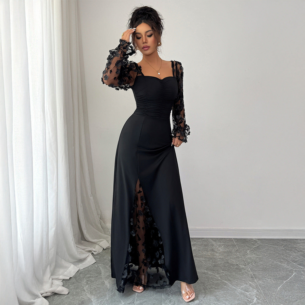 Floral Long Sleeve Midi Dress – view 2 of 8