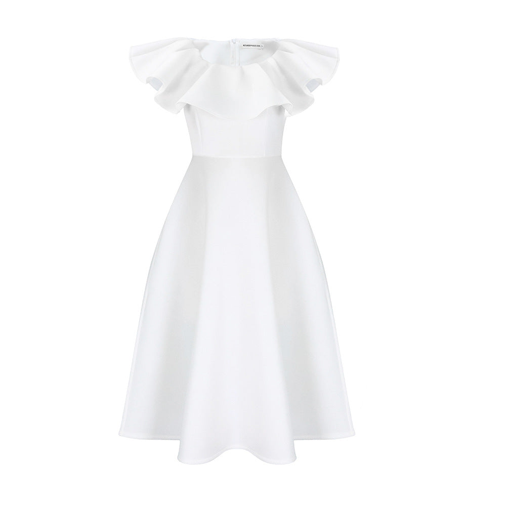 Elegant Ruffle Dress in White – view 4 of 6