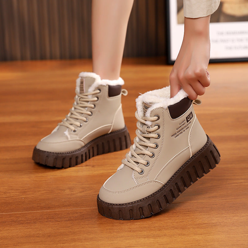 Lace-Up Fleece Snow Boots – main view | My Dressing Room