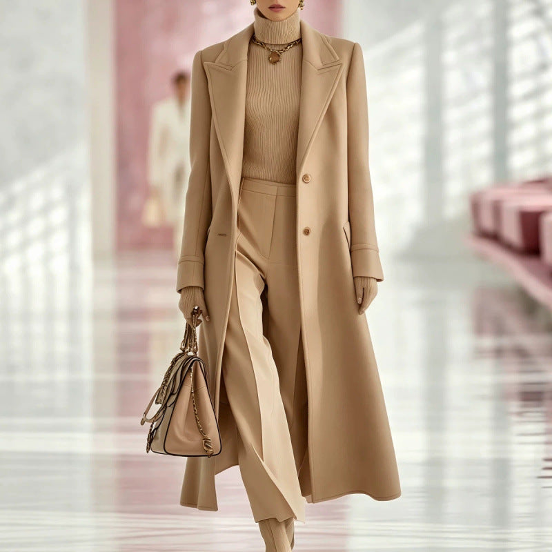 Mid-Length Wool-Look Belted Coat - view 5