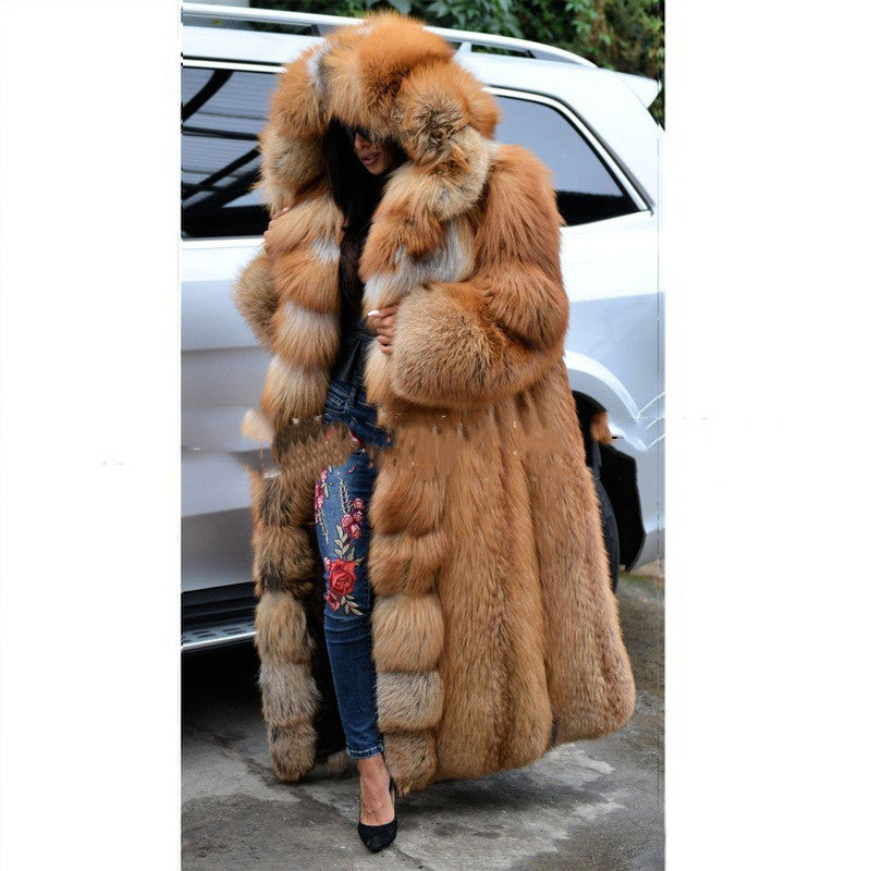Long Hooded Faux Fur Coat - view 4