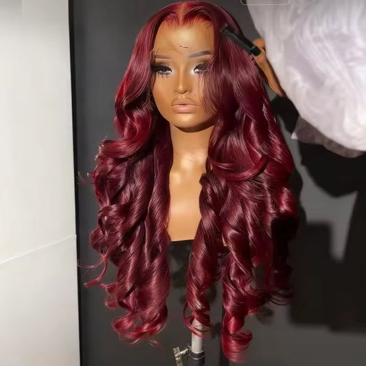 99J Burgundy Body Wave HD Lace Front Wig – front view
