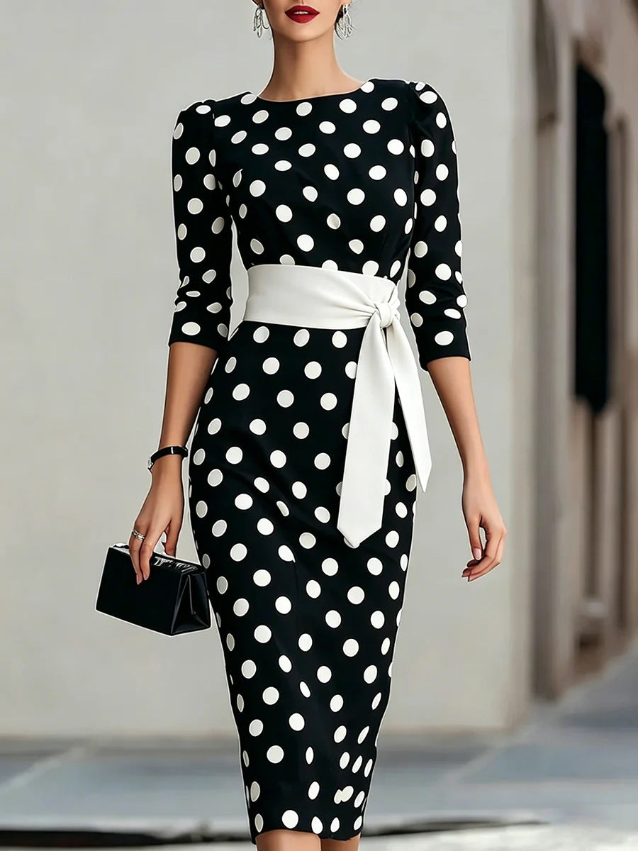 Polka Dot Belted Midi Dress – view 4 of 12 | My Dressing Room