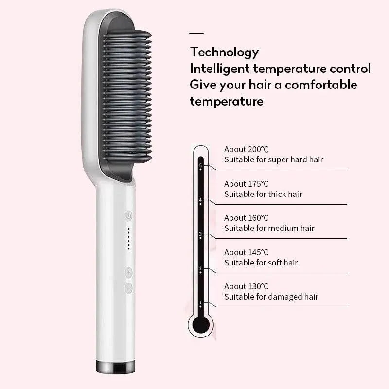 Heated Hair Straightener Brush, Adjustable Heat – view 7 of 9 | My Dressing Room