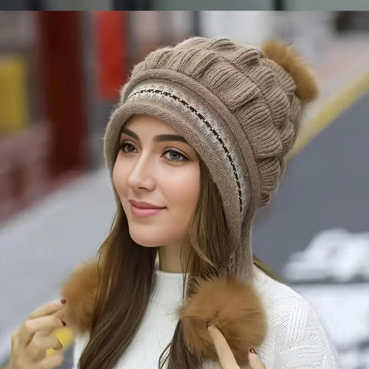Cozy Fleece-Feel Ear-Flap Pom-Pom Beanie – view 9 of 27 | My Dressing Room