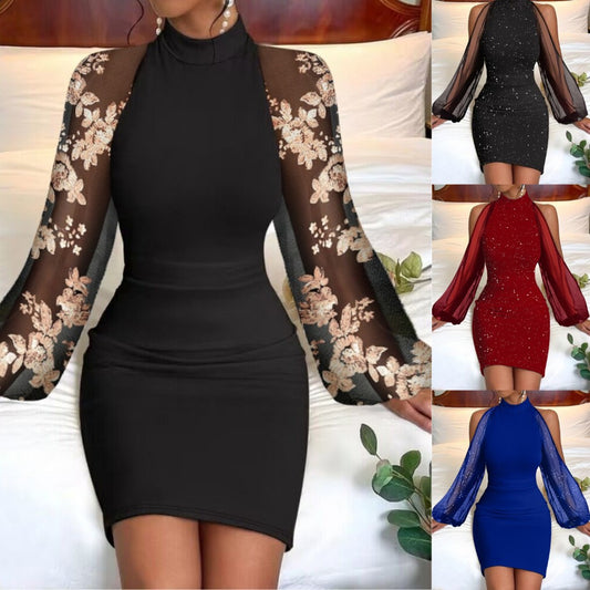 Lace Long Sleeve Bodycon Midi Dress – main view