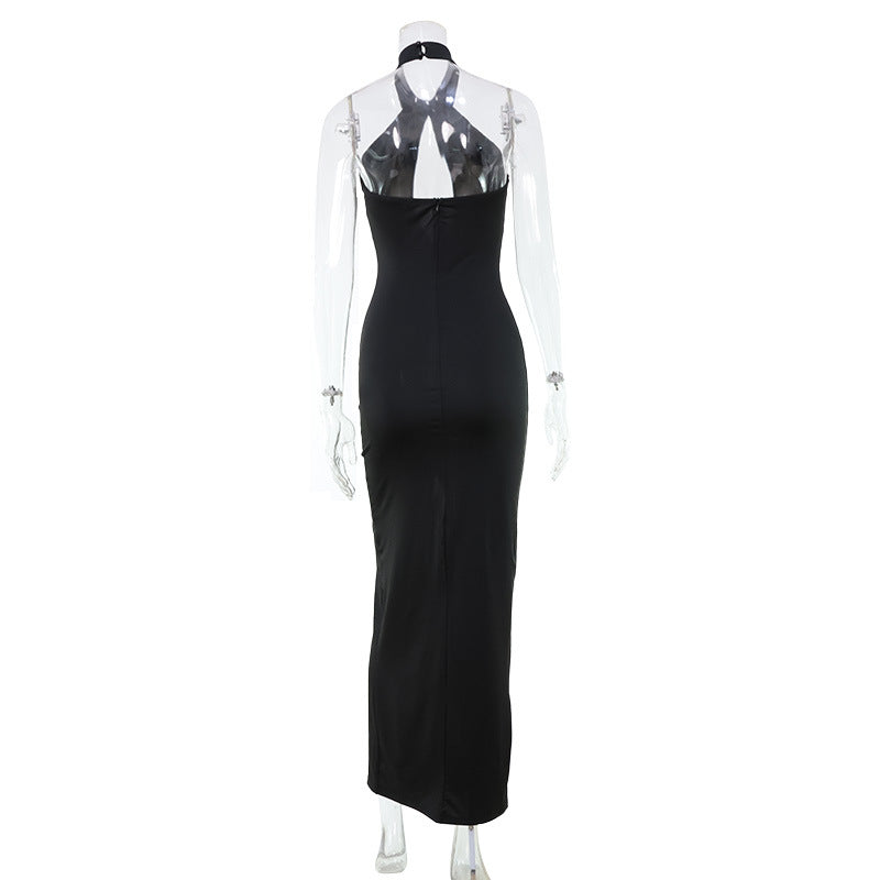 Hollow-Out Halter Bodycon Dress in Black – view 4 of 5