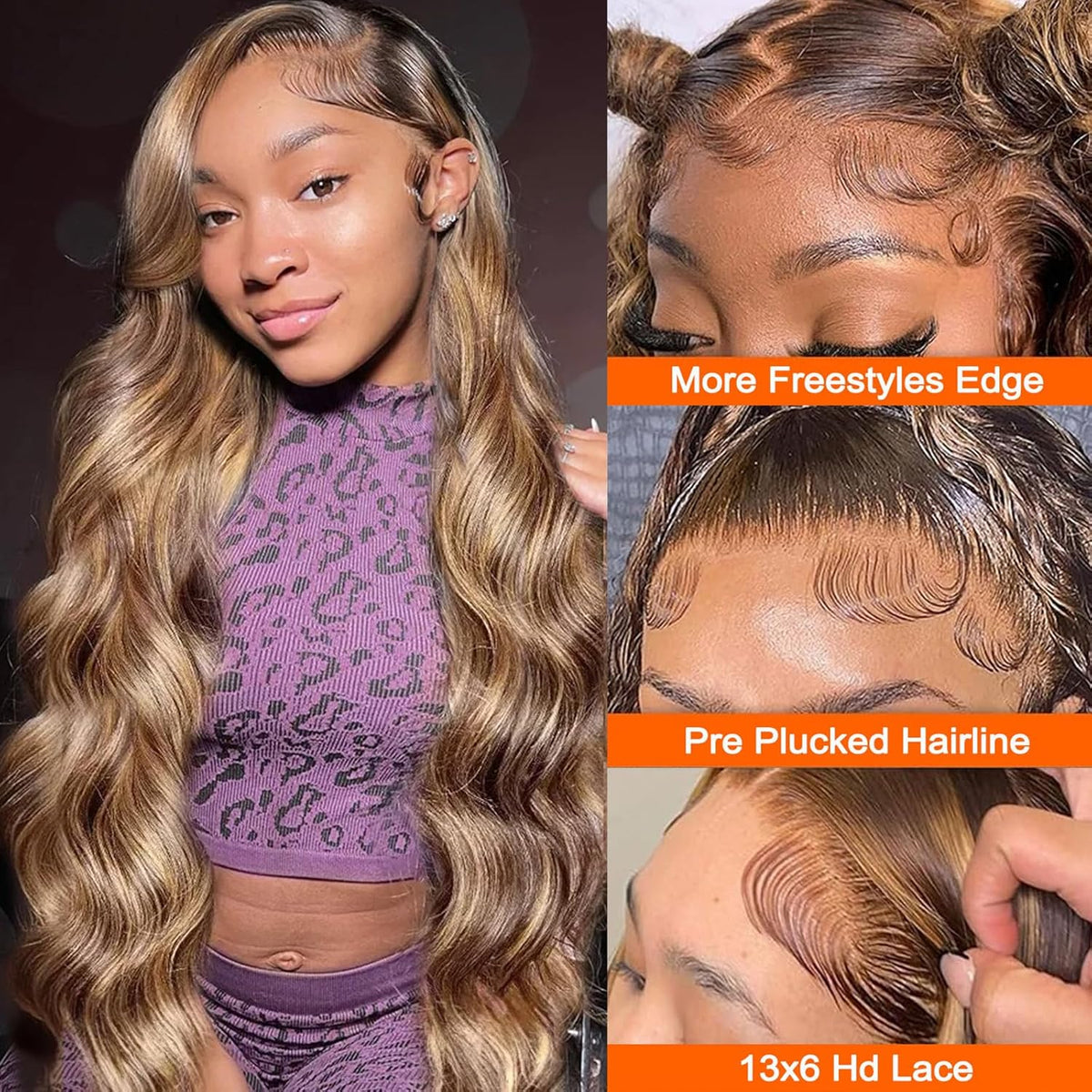 P4/27 Highlight Body Wave 13x6 Lace Front Wig – view 4 of 5