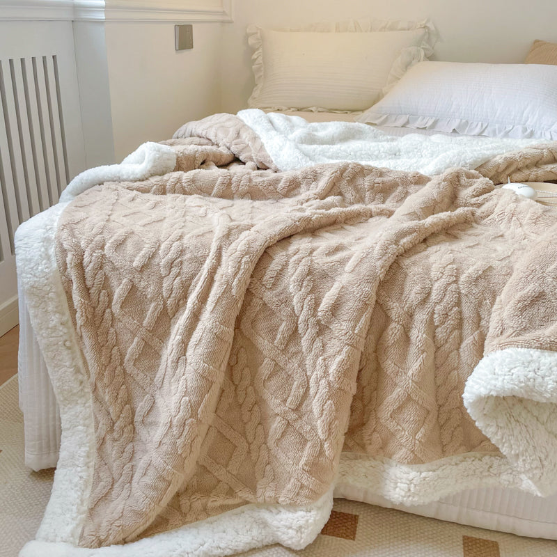 Reversible Sherpa Plush Throw Blanket - view 1