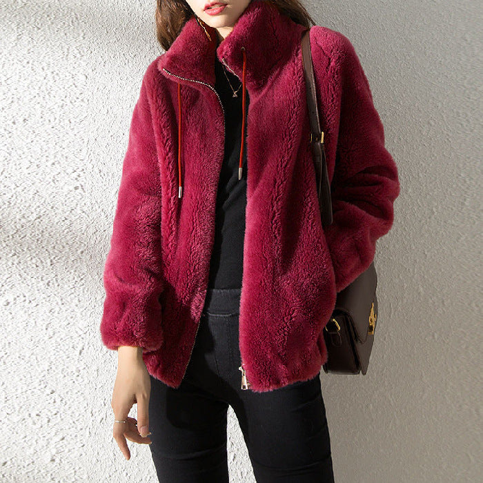 Fleece High-Neck Cardigan Sweater – view 3 of 11 | My Dressing Room