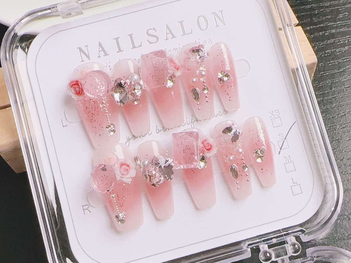 Pink Gem Press-On Nails (10 pcs) - view 1
