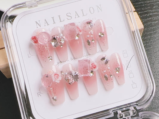 Pink Gem Press-On Nails (10 pcs) - view 1