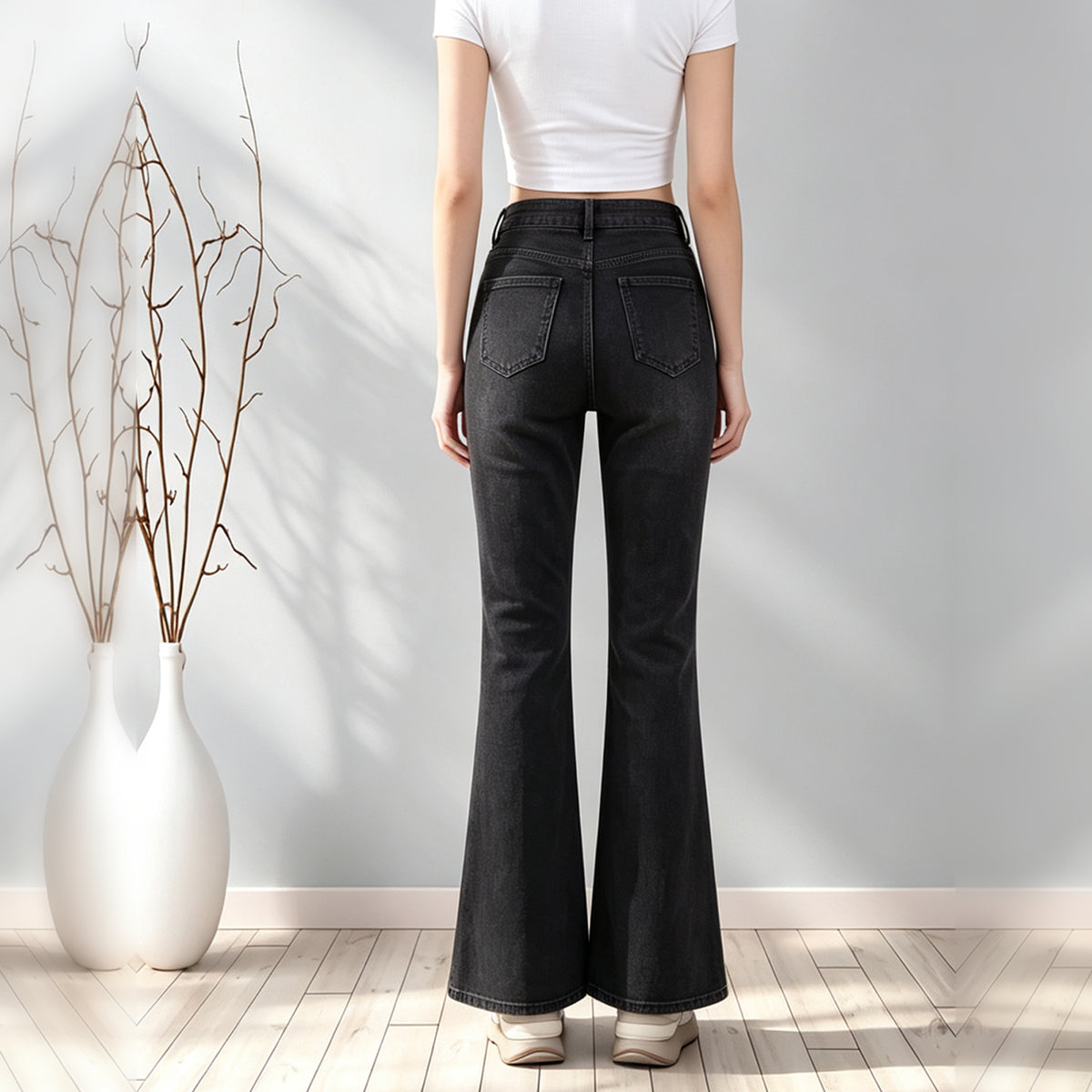 Black High-Waist Stretch Flare Jeans - view 4