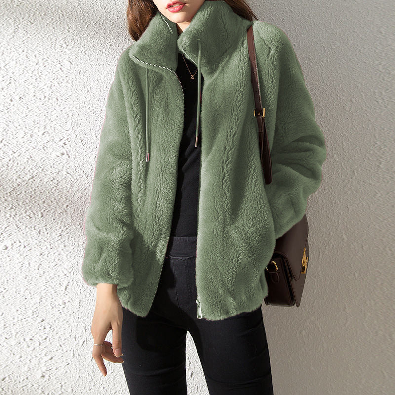 Fleece High-Neck Cardigan Sweater – view 2 of 11 | My Dressing Room