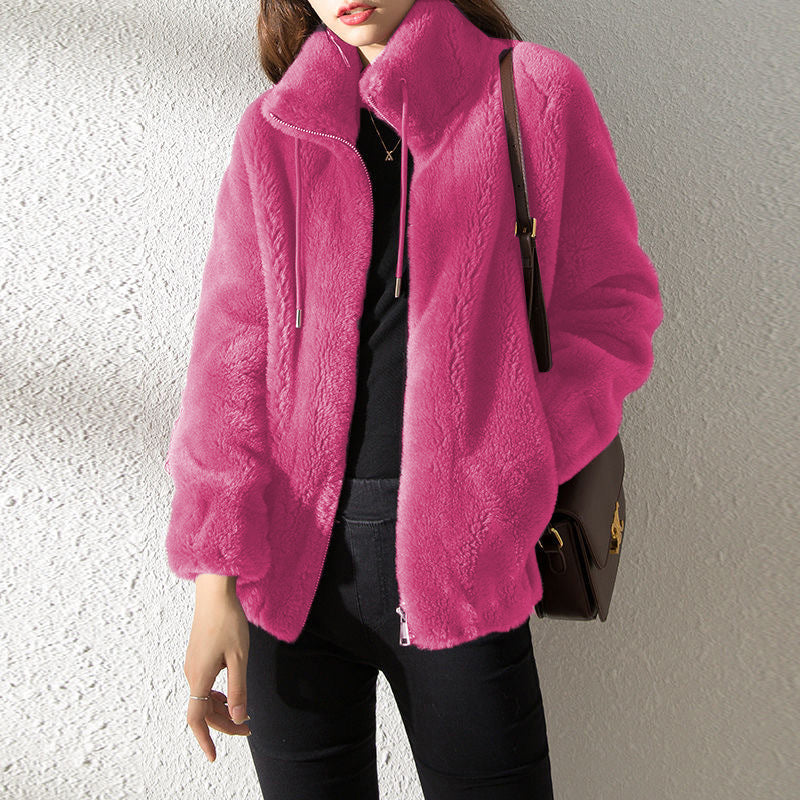 Fleece High-Neck Cardigan Sweater – view 8 of 11 | My Dressing Room