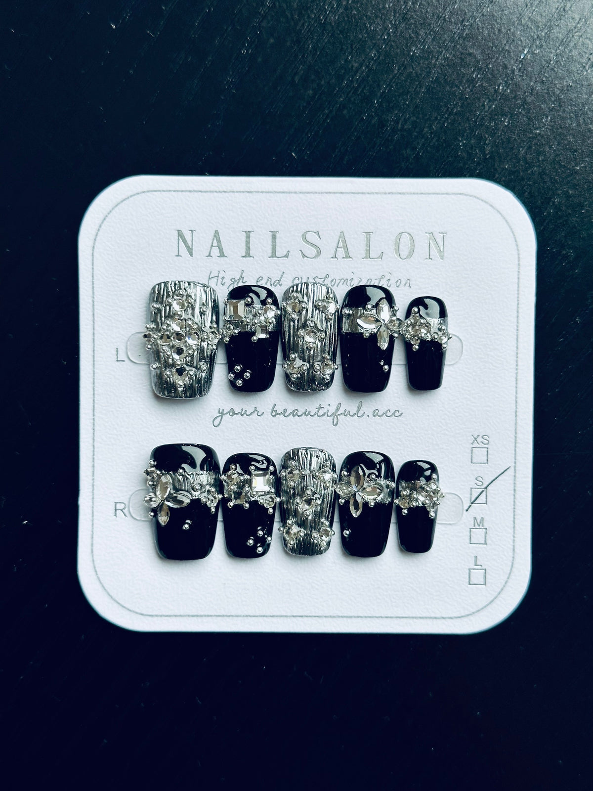 Black & White Textured Press-On Nails (10 pcs) - view 6