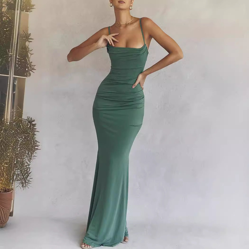 Pleated Mermaid Bodycon Maxi Dress – view 2 of 7