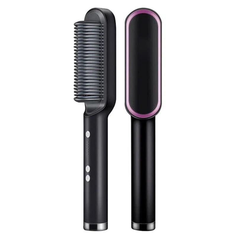 Heated Hair Straightener Brush, Adjustable Heat – main view | My Dressing Room