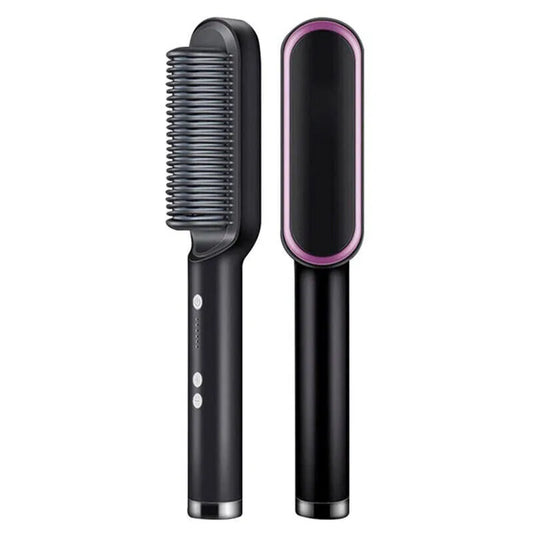 Heated Hair Straightener Brush, Adjustable Heat – main view | My Dressing Room