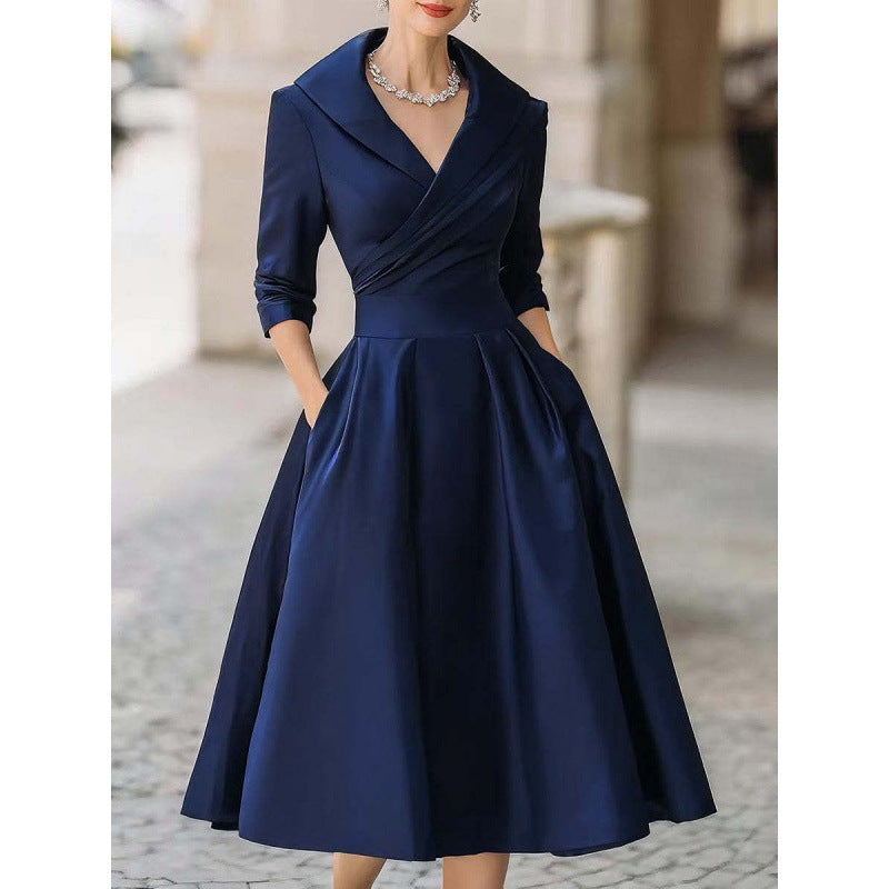 Fitted Long Sleeve Maxi Dress in Dark Blue – view 2 of 18