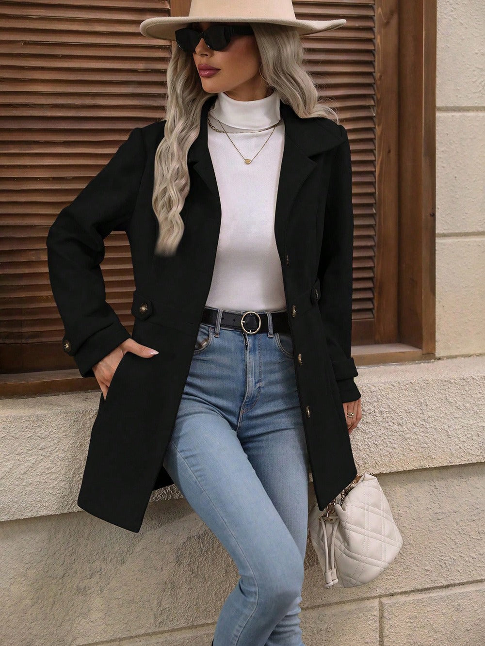 Elegant Wool-Blend Single-Breasted Coat – view 8 of 12 | My Dressing Room