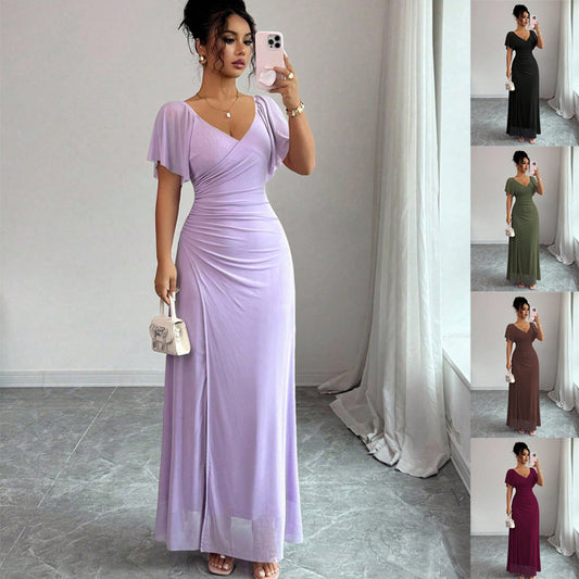 Flutter Sleeve Pleated Sheath Dress – main view
