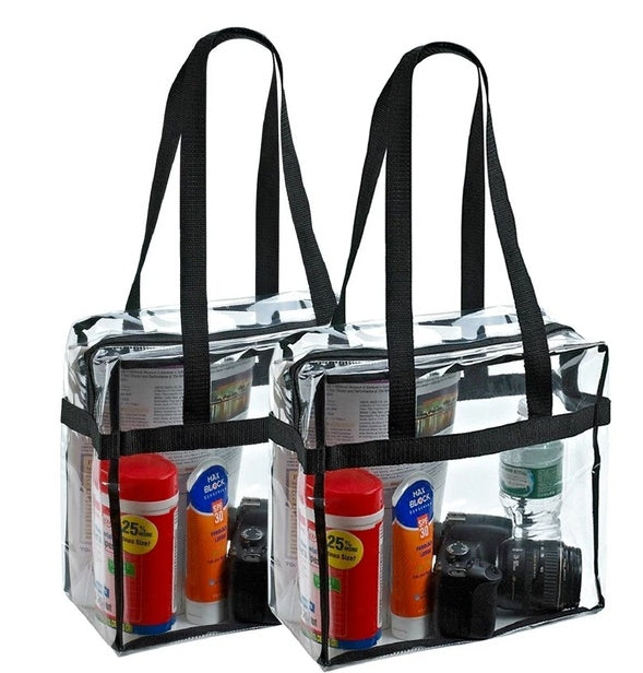 2x Clear PVC Tote Bag Women Large Transparent Handbag Zip Purse Stadium Security – view 2 of 5 | My Dressing Room