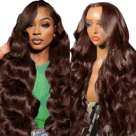 HD Brown Straight Lace Front Wig – front view
